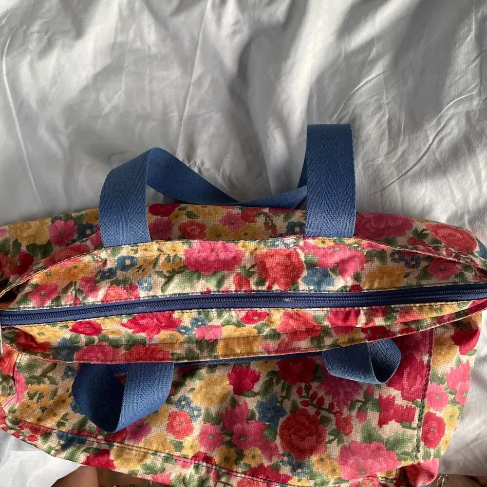 Vintage LeSPORTSAC Tapestry Floral Print Zip Shoulder TOTE Bag Usa Made